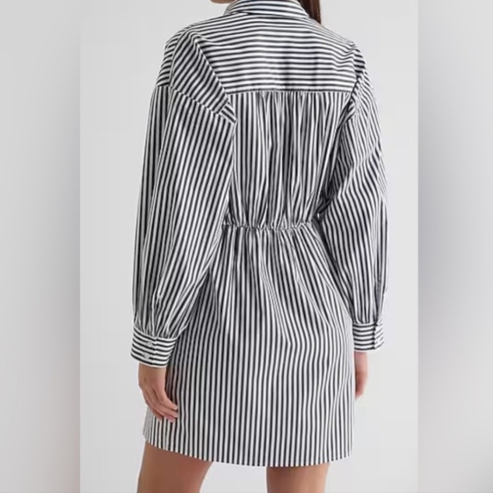 Express Black and White Striped Long Sleeve Mini Shirt Dress - Picture 6 of 6